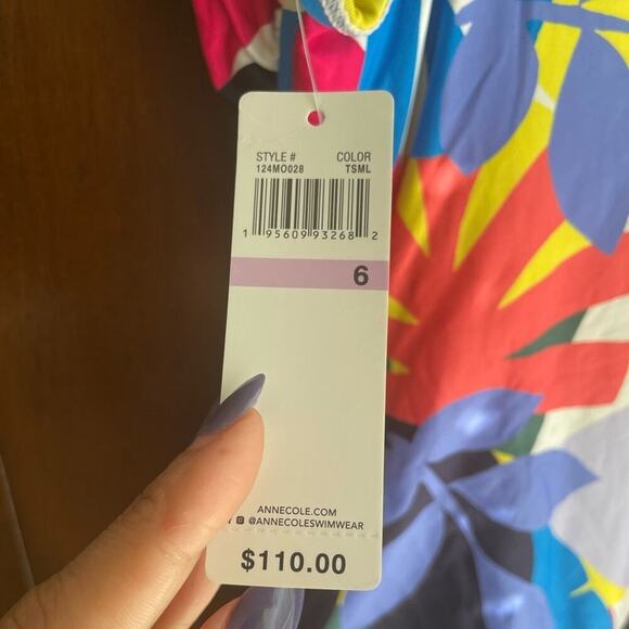 ✨Anne Cole✨Colourful Expression Draped One-Piece - Picture 6 of 7